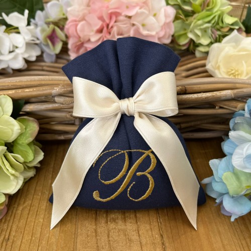 Sacchetto blu marino personalizzato cm 13x15 collezione Palette