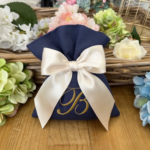 Sacchetto blu marino personalizzato cm 16x19 collezione Palette