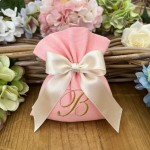 Sacchetto rosa peonia personalizzato cm 13x15 collezione Palette