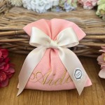 Sacchetto rosa peonia personalizzato cm 13x15 collezione Palette